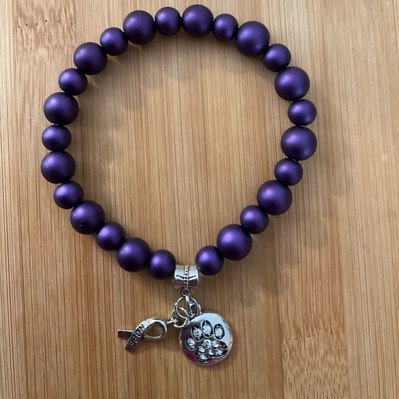 Hand Crafted Bracelet Purple Animal Abuse Awareness Charms-Hope Paw Print - Picture 1 of 8
